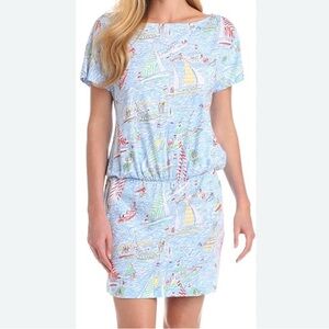 Lilly Pulitzer Light Blue Nautical Print Mini Dress with Multicolor Sails